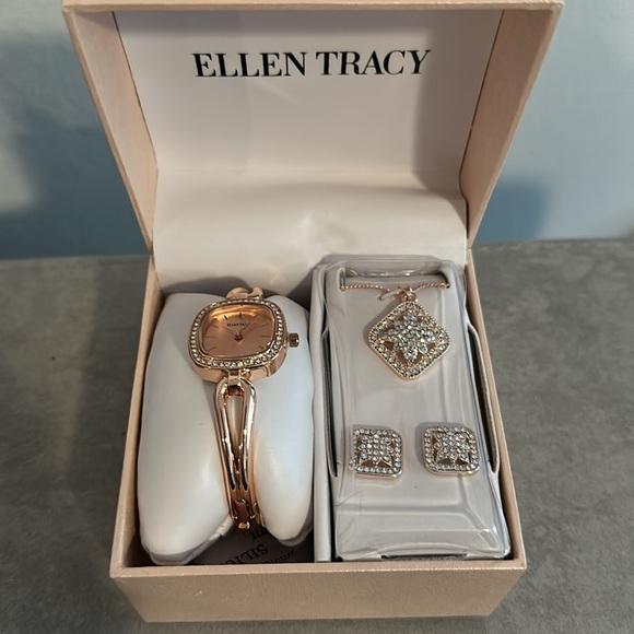 Rose Gold Stainless Steel Jewelry Set  by Ellen Tracy - Picture 1 of 7